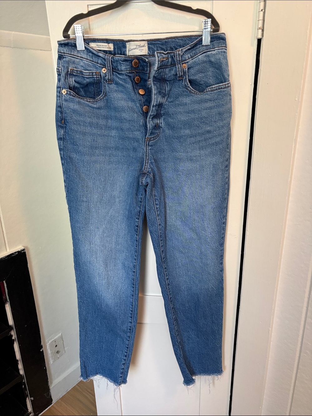 Universal Thread High-Rise Ankle Jeans in Medium Blue Denim